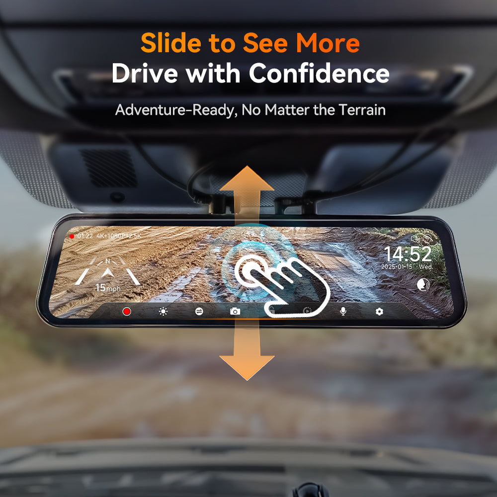 WOLFBOX G900TriPro Bumper Version 3 Channel Rearview Mirror Camera