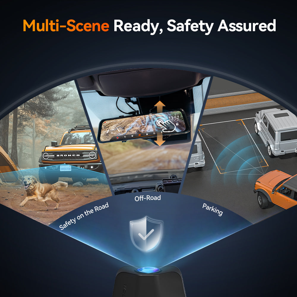 WOLFBOX G900TriPro Bumper Version 3 Channel Rearview Mirror Camera